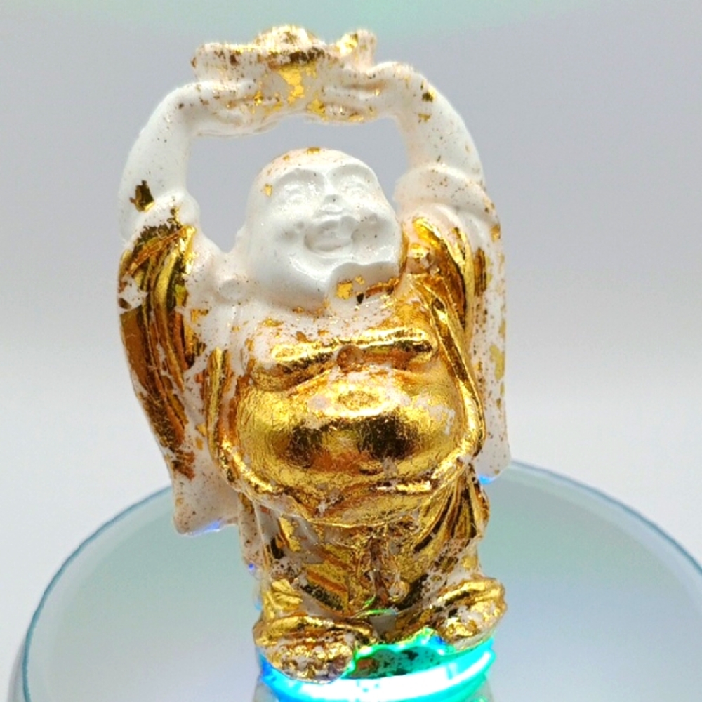 NEW Hand Made 💕 Gold and White Laughing Buddha Statue